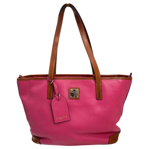 Dooney & Bourke Charleston Pebble Leather Fuchsia Pink Shopper Tote Shoulder - Picture 1 of 6